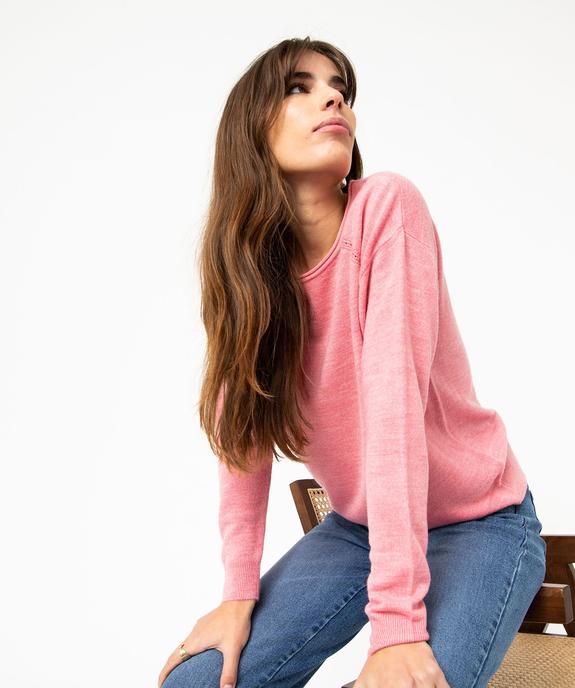 Pull à col rond finitions roulottées femme vue5 - GEMO(FEMME PAP) - GEMO