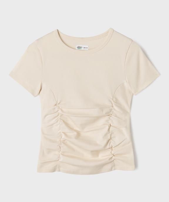 Tee-shirt manches courtes froncé fille vue1 - GEMO 4G FILLE - GEMO