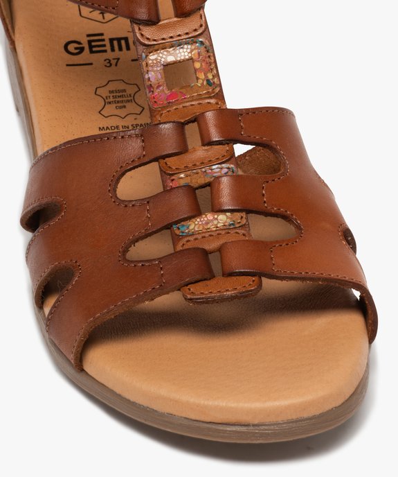 Sandales femme zippées à tige montante en cuir vue6 - GEMO (CASUAL) - GEMO