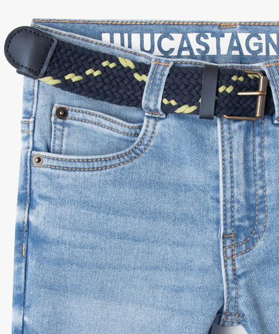 Jean slim stretch à taille ajustable avec ceinture tressée garçon - LuluCastagnette vue2 - LULUCASTAGNETTE - GEMO