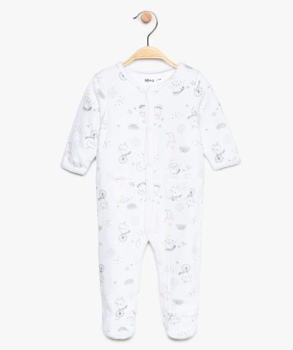 Pyjama bébé en velours fermeture devant avec motifs ratons laveurs vue1 - GEMO(BB COUCHE) - GEMO