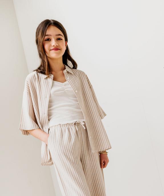 Chemise rayée à manches courtes fille vue4 - GEMO 4G FILLE - GEMO