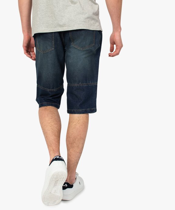 Pantacourt homme en jean avec surpiqûres vue3 - GEMO (HOMME) - GEMO