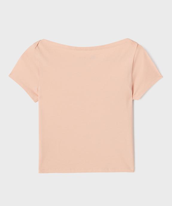 Tee-shirt manches courtes et col bateau coupe courte fille vue3 - GEMO 4G FILLE - GEMO