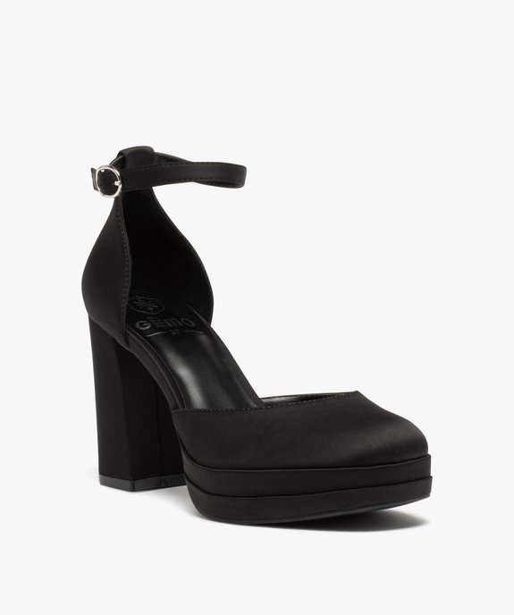 Escarpins femme à talon haut plateforme en satin  vue3 - FOLLOW ME - GEMO