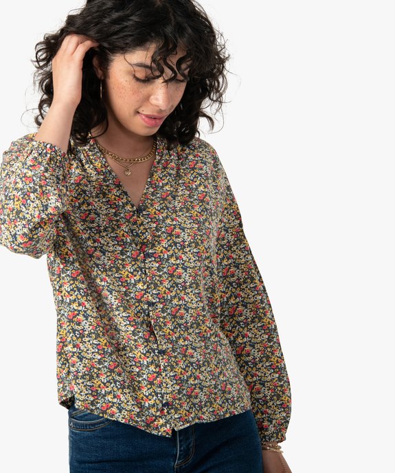 Blouse femme à manches longues à motifs fleuris vue2 - GEMO(FEMME PAP) - GEMO