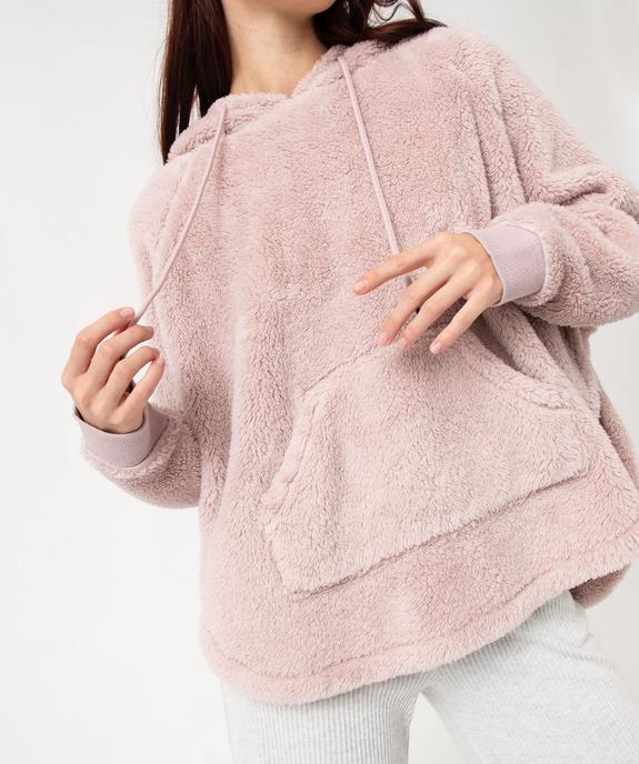 Veste d’intérieur à capuche en maille peluche femme  vue2 - GEMO(HOMWR FEM) - GEMO