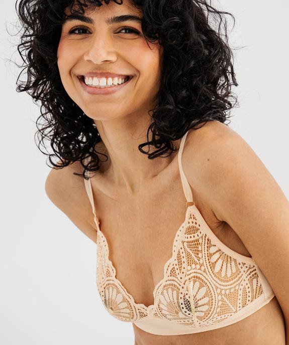 Soutien-gorge triangle sans armatures en dentelle vue2 - GEMO(HOMWR FEM) - GEMO