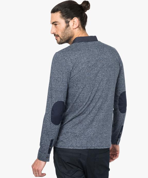 Polo homme à manches longues avec col fantaisie vue3 - GEMO (HOMME) - GEMO