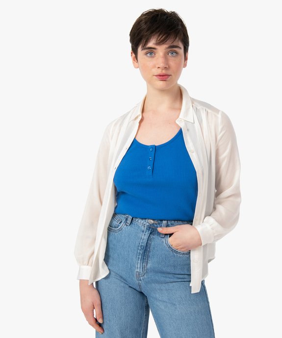 Chemise en satin à manches longues femme vue1 - GEMO 4G FEMME - GEMO