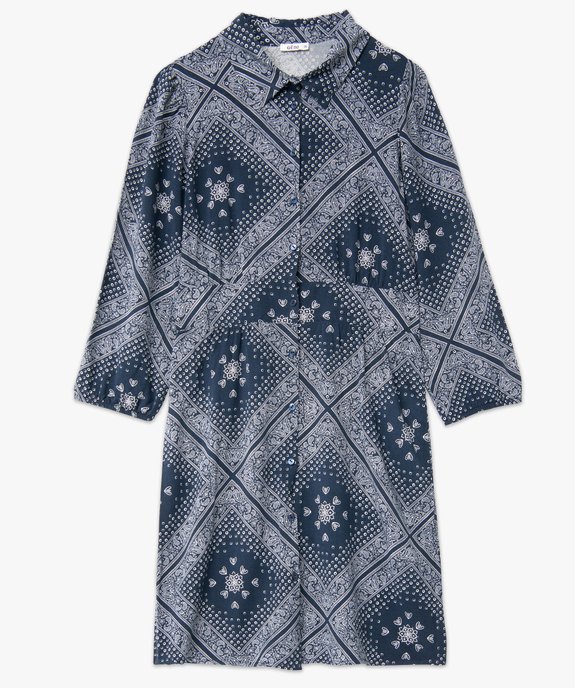 Robe femme imprimée à manches longues et col chemise vue4 - GEMO(FEMME PAP) - GEMO