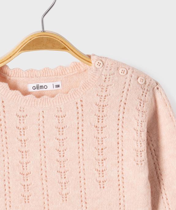 Pull en maille fantaisie bébé fille vue2 - GEMO(BEBE DEBT) - GEMO
