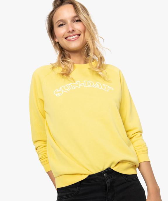 Sweat femme molletonné et imprimé à manches raglan vue1 - FOLLOW ME - GEMO