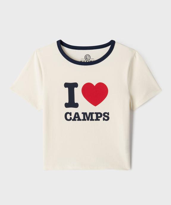 Tee-shirt manches courtes coupe courte imprimé fille - Camps United vue1 - CAMPS GEMO FOR GOOD - GEMO