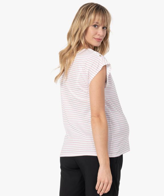 Tee-shirt de grossesse rayé avec message compatible allaitement vue3 - GEMO 4G MATERN - GEMO