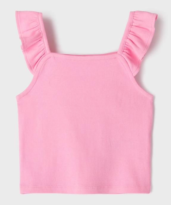 Débardeur court en maille côtelée avec bretelles à volants fille vue1 - GEMO 4G FILLE - GEMO