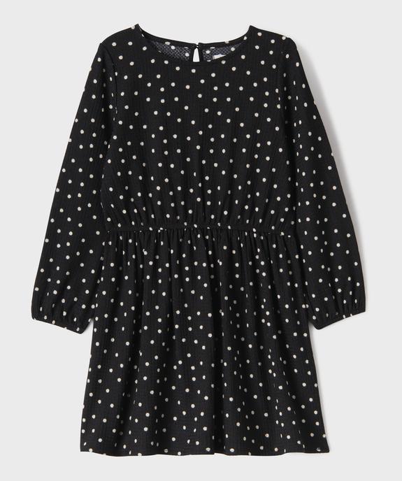 Robe courte à manches longues en maille texturée extensible fille vue1 - GEMO (ENFANT) - GEMO