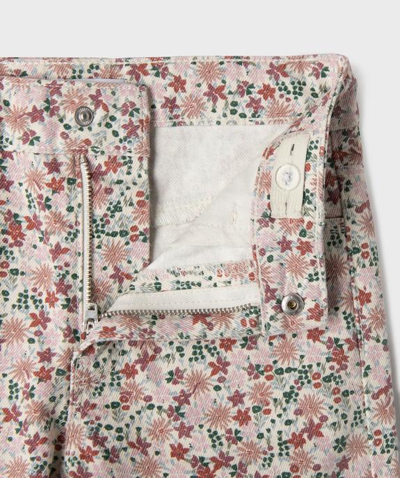 Jean straight à motifs fleuris avec taille ajustable fille vue2 - GEMO 4G FILLE - GEMO