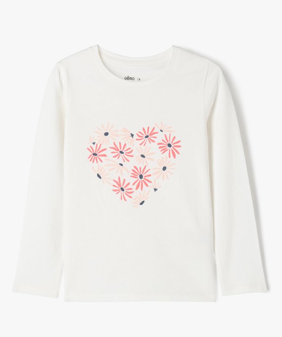 Tee-shirt à manches longues avec motif fleuri fille vue1 - GEMO 4G FILLE - GEMO