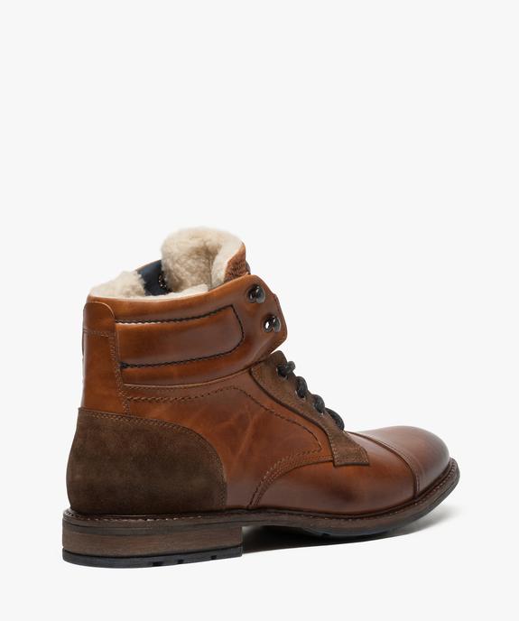 Boots homme dessus cuir et fermeture à lacets vue4 - GEMO (CASUAL) - GEMO