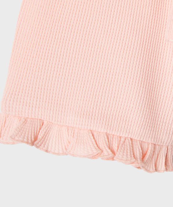 Short en maille gaufrée avec taille ajustable bébé fille vue3 - GEMO(BEBE DEBT) - GEMO