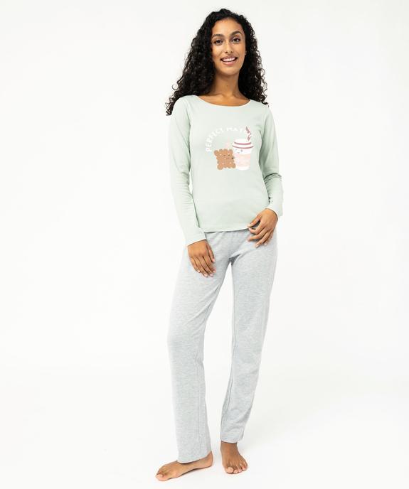 Pyjama bicolore avec motif femme vue2 - GEMO 4G FEMME - GEMO