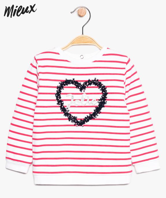 Sweat bébé fille à motifs pailletés en coton bio molletonné vue1 - GEMO 4G BEBE - GEMO