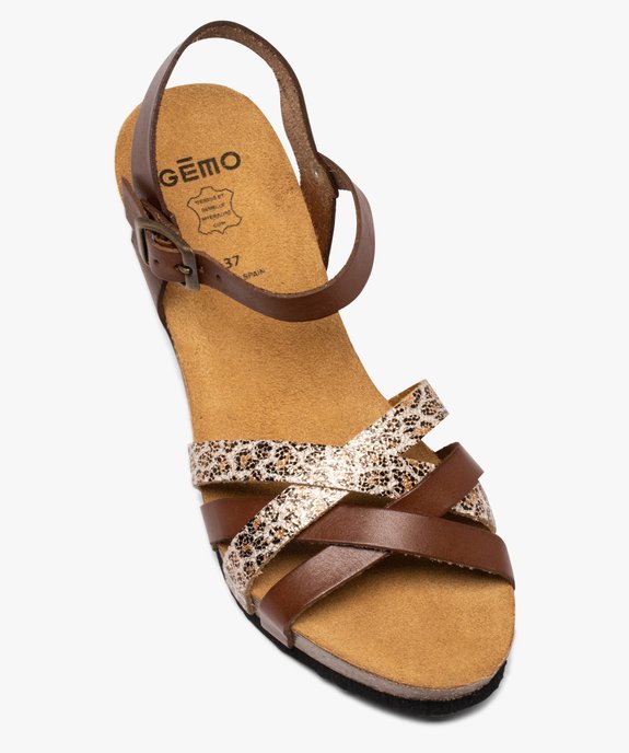 Sandales femme compensées à brides en cuir vue5 - GEMO(URBAIN) - GEMO