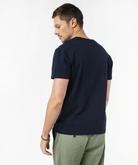 Tee-shirt manches courtes col fantaisie à rayures jacquard homme vue3 - GEMO (HOMME) - GEMO