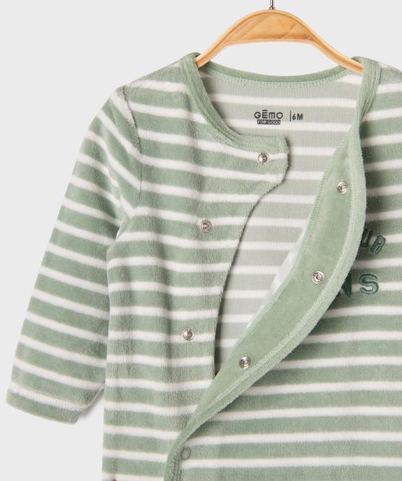 Pyjama en velours à rayures avec message brodé bébé garçon vue2 - GEMO 4G BEBE - GEMO