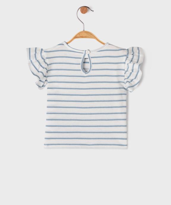 Tee-shirt rayé à manches courtes volantées bébé fille - LuluCastagnette vue3 - LULUCASTAGNETTE - GEMO
