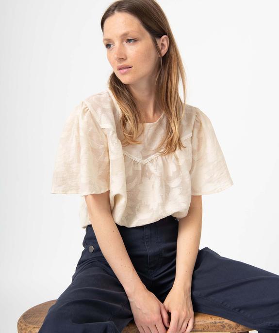 Blouse femme à motifs fleuris avec dentelle vue1 - GEMO(FEMME PAP) - GEMO