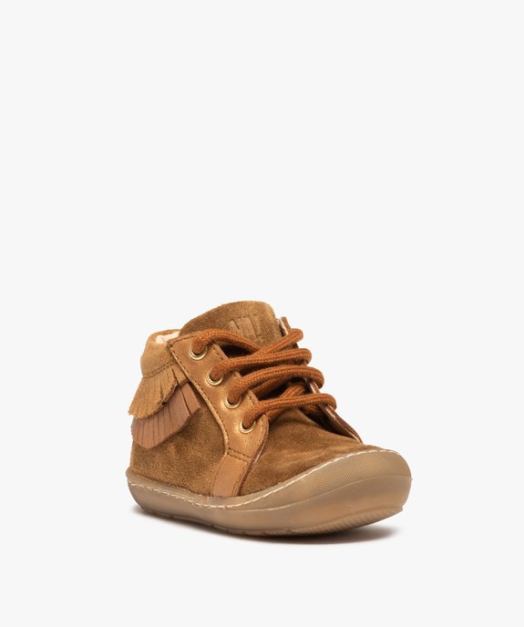 Chaussures premiers pas bébé fille dessus cuir à franges – NA! vue2 - NA! - GEMO