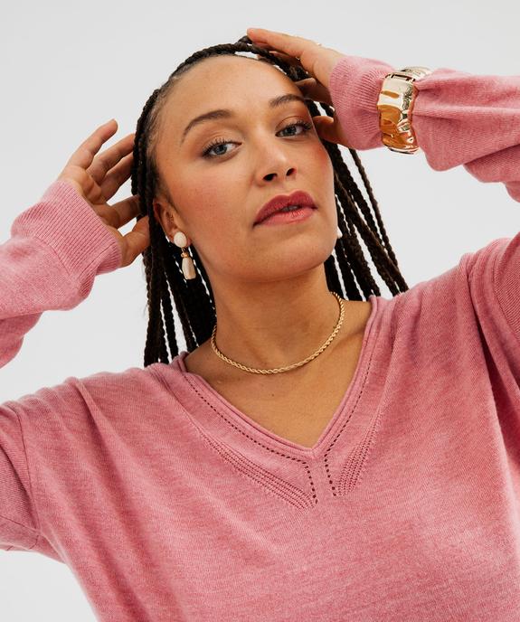 Pull col V en maille fine femme grande taille vue4 - GEMO (G TAILLE) - GEMO