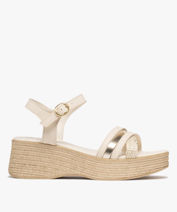 Sandales à brides avec semelle plateforme aspect corde femme - Tanéo vue1 - TANEO - GEMO