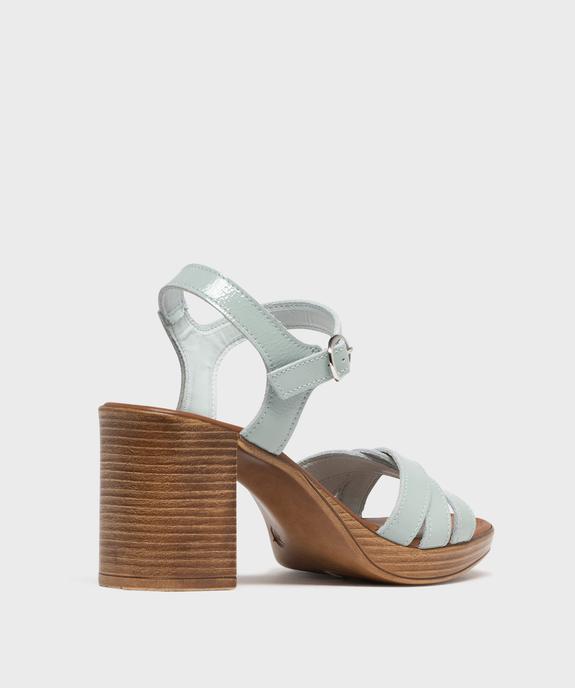 Sandales à talon haut en cuir verni avec brides croisées femme - Tanéo vue4 - TANEO - GEMO