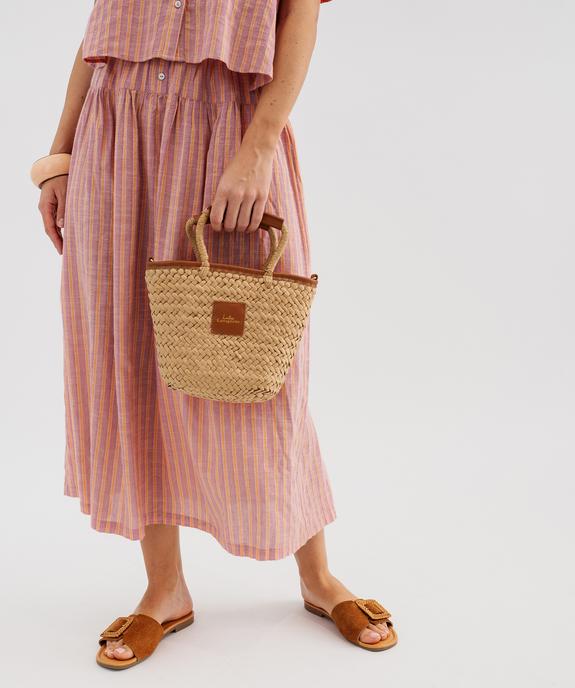 Jupe longue en coton et viscose à rayures femme vue2 - GEMO(FEMME PAP) - GEMO