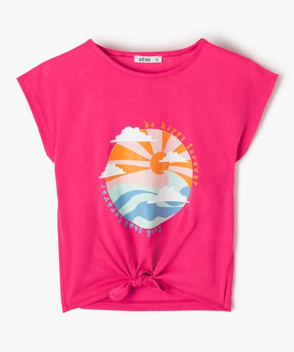 Tee-shirt fille large et noué dans le bas à manches très courtes et  vue1 - GEMO (ENFANT) - GEMO