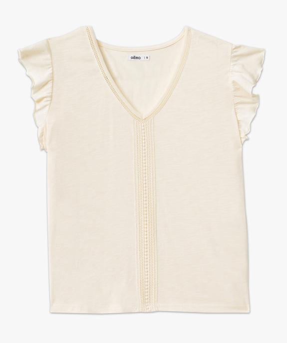 Tee-shirt manches courtes à volants et détails brodé femme vue4 - GEMO(FEMME PAP) - GEMO