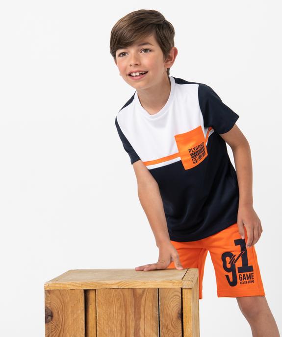 Bermuda garçon en maille jersey imprimée vue1 - GEMO (ENFANT) - GEMO