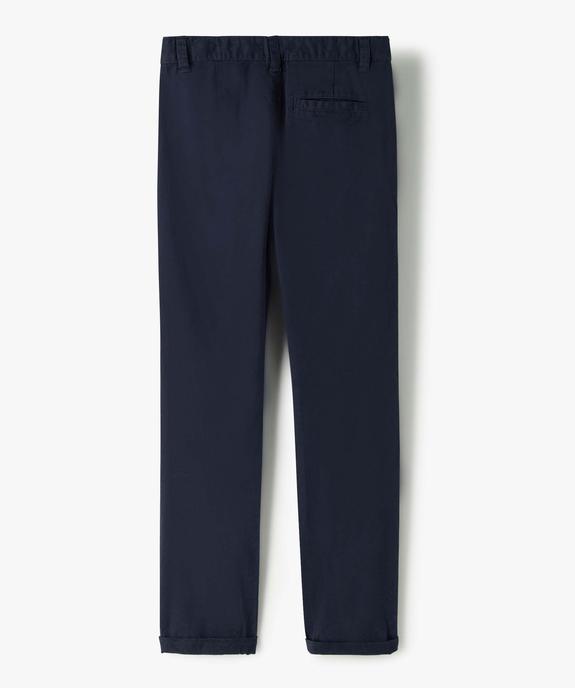 Pantalon garçon chino uni à revers vue4 - GEMO 4G GARCON - GEMO