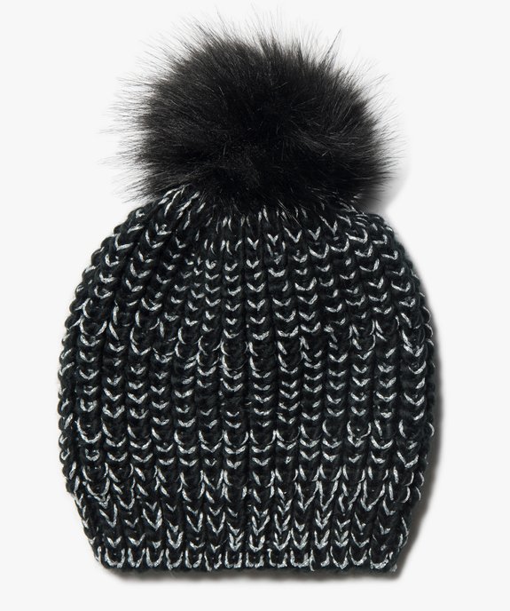 Bonnet fille avec fil pailleté et pompon vue1 - GEMO (JUNIOR) - GEMO