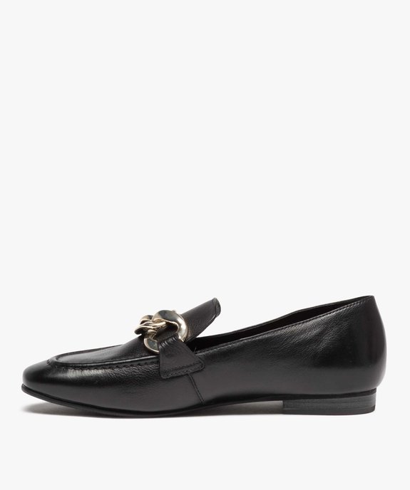 Mocassins femme en cuir avec bride chaînette  vue3 - GEMO (CASUAL) - GEMO