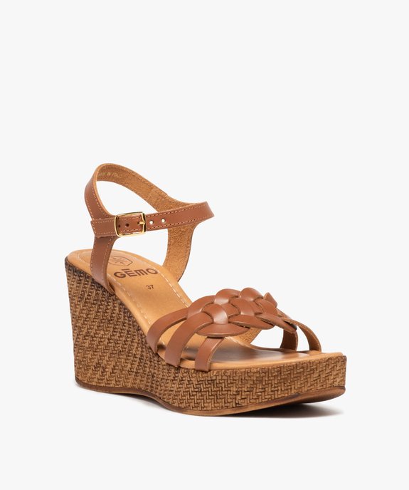 Sandales compensées à brides tressées et semelle fantaisie femme vue2 - GEMO(URBAIN) - GEMO