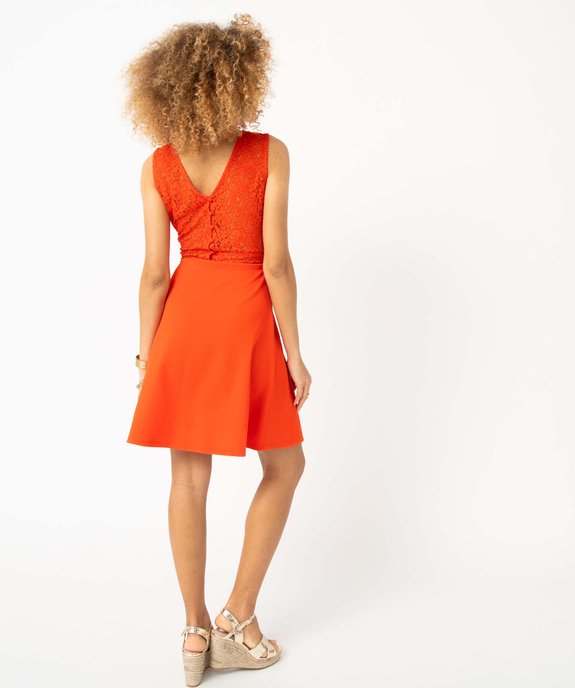 Robe femme avec décolleté cache-coeur et dos dentelle vue3 - GEMO(FEMME PAP) - GEMO
