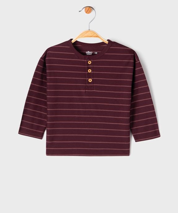 Tee-shirt manches longues à rayures bébé garçon vue1 - GEMO 4G BEBE - GEMO
