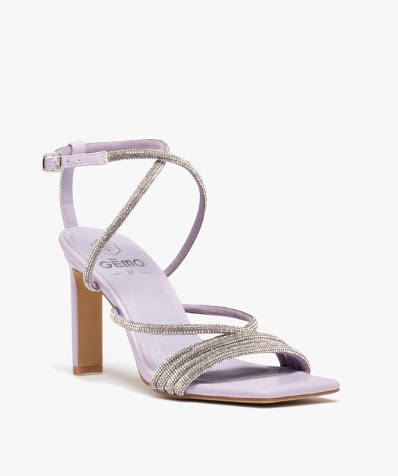 Sandales femme à talon haut dessus fines brides strass vue2 - GEMO(URBAIN) - GEMO