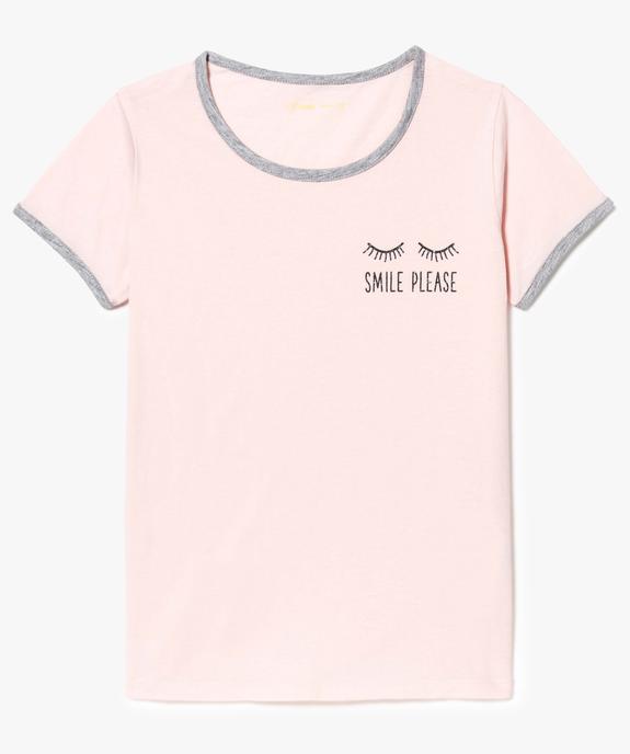 Tee-shirt avec finitions biais contrastantes vue1 - GEMO (JUNIOR) - GEMO