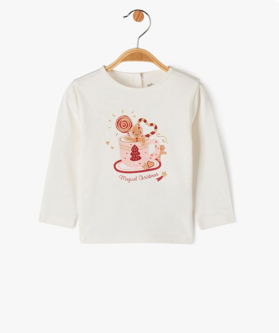 Tee-shirt à manches longues spécial Noël bébé fille vue1 - GEMO(BEBE DEBT) - GEMO