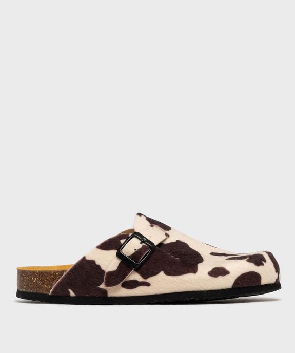 Sabots à semelle intérieure cuir imprimé pelage femme - Follow Me vue2 - FOLLOW ME - GEMO